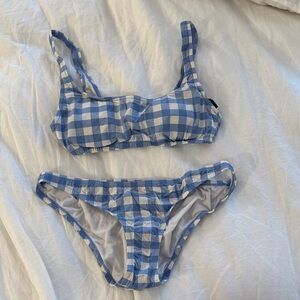 J. Crew Blue and White Checkered Bikini Set